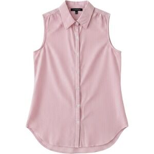 Chadwicks Womens Pink White Striped Sleeveless Button Down Shirt Cotton Tunic PL